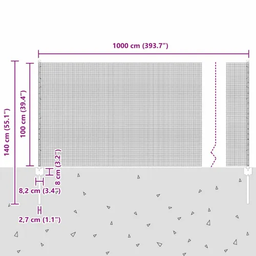 Zatvorena žičana ograda s postovima 10 x 1 m Pocinčani čelik - Siva Ograda 10 x 1 m (mreža 1,2 x 1,2 cm) Cijena