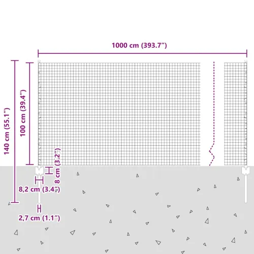 Zatvorena žičana ograda s postovima 10 x 1 m Pocinčani čelik - Siva 10 x 1 m ograda (mreža 2,5 x 2,5 cm) Cijena