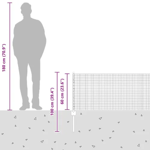 Zatvorena žičana ograda s postovima 25 x 0,6 m Siva Mreža - Siva 25 x 0,6 m ograda (mreža 2,5 x 2,5 cm) Cijena
