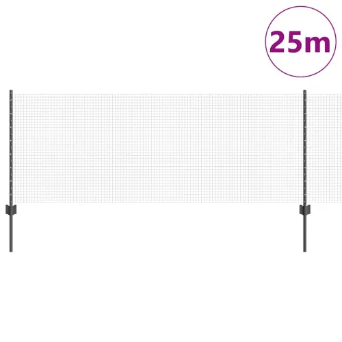 Zatvorena žičana ograda s postovima 25 x 0,8 m Siva Mreža - Siva 25 x 0,8 m ograda (1,9 x 1,9 cm mreža) Cijena
