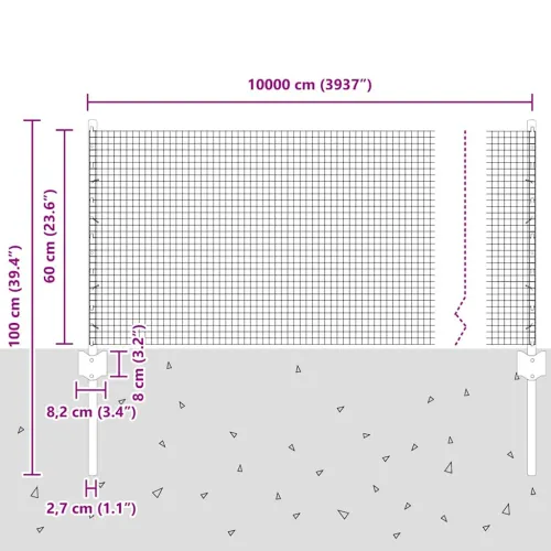 Zatvorena žičana ograda s postovima 100 x 0,6 m Siva Mreža - Siva 100 x 0,6 m ograda (mreža 1,6 x 1,6 cm) Cijena