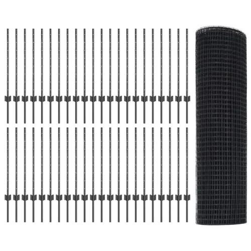 Zatvorena žičana ograda s postovima 100 x 0,8 m Siva Mreža - Siva 100 x 0,8 m ograda (2,5 x 2,5 cm mreža) Cijena