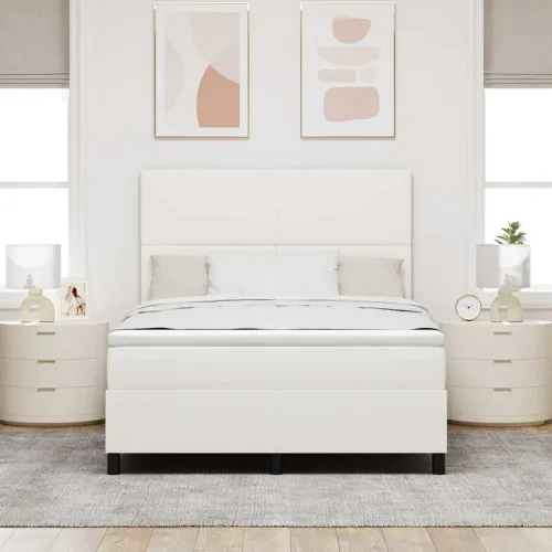 Box spring krevet s uzglavljem Krema i bijela 160 x 200 cm - Krema 160 x 200 cm Visoki uzglavlje Cijena