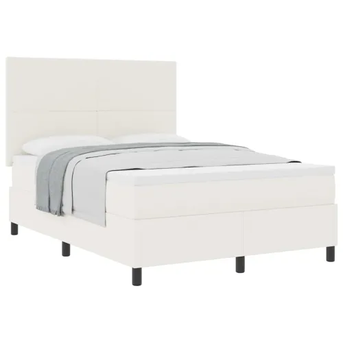 Box spring krevet s uzglavljem Krema i bijela 160 x 200 cm - Krema 160 x 200 cm Visoki uzglavlje Cijena