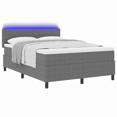 LED Box Spring Krevet Svijetlo siva i bijela. 160 x 200 cm - Svjetlosiva 160 x 200 cm Nizak uzglavlju Cijena
