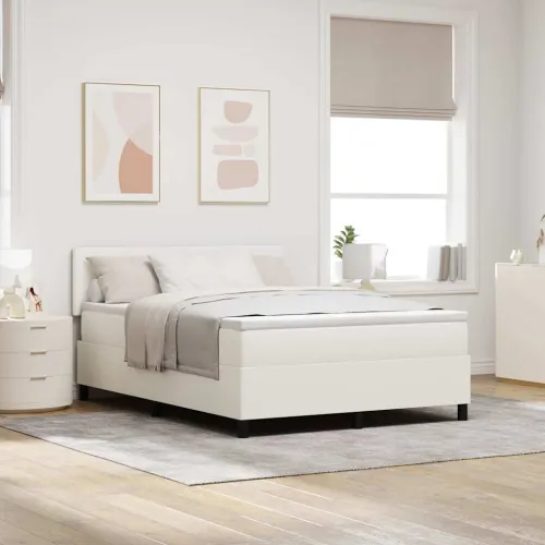 LED Box Spring Krevet s uzglavljem Krema i bijela 160 x 200 cm - Krema 160 x 200 cm Nizak uzglavlju Cijena