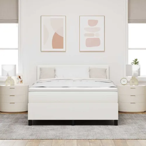 LED Box Spring Krevet s uzglavljem Krema i bijela 160 x 200 cm - Krema 160 x 200 cm Nizak uzglavlju Cijena