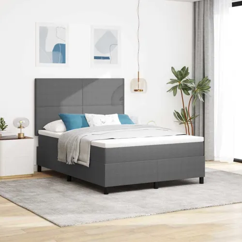 LED Box Spring Krevet Svijetlo siva i bijela. 140 x 190 cm - Svjetlosiva 140 x 190 cm Visoki uzglavlje Cijena