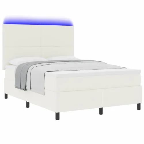 LED Box Spring Krevet s uzglavljem Krema i bijela 160 x 200 cm - Krema 160 x 200 cm Visoki uzglavlje Cijena