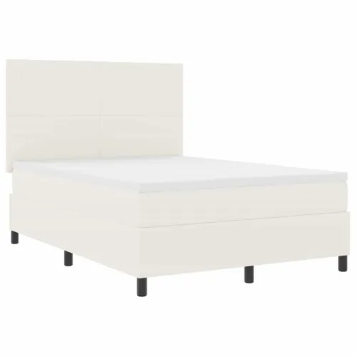 LED Box Spring Krevet s uzglavljem Krema i bijela 160 x 200 cm - Krema 160 x 200 cm Visoki uzglavlje Cijena