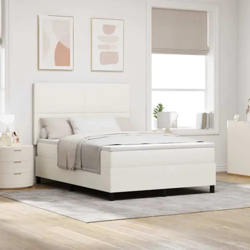 LED Box Spring Krevet s uzglavljem Krema i bijela 160 x 200 cm - Krema 160 x 200 cm Visoki uzglavlje Cijena