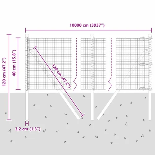 Zavarena žičana ograda za fiksaciju 100 x 0,4 m Siva Mreža - 100 x 0,4 m (mreza 2,5 x 2,5 cm) Siva Cijena