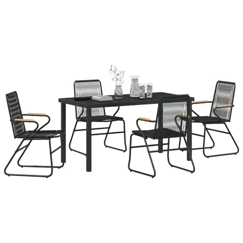 Vrtni set za objed 5 kom. Crna Čelik s prahom premazan - 4 sjedala 140 cm Cijena