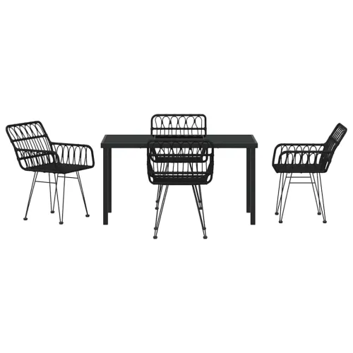 Vrtni set za objed 5 kom. Crna Čelik s prahom premazan - Crna 4 sjedala 140 cm Cijena