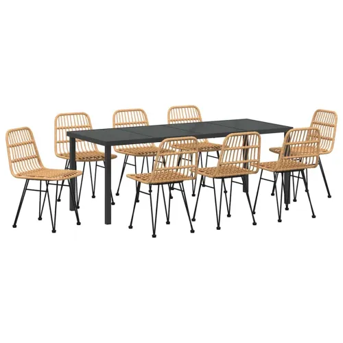 Vrtni set za objed 9 kom. Smeđa Čelik s prahom premazan - Prirodna 8-mjesta 200 cm Cijena