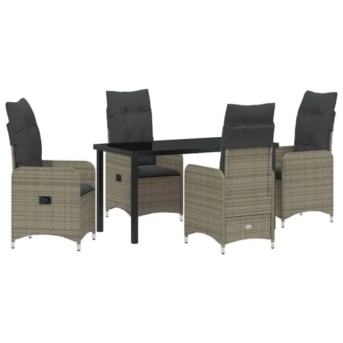 Vrtni set za objed 5 kom. Siva poliratan - Siva 4x stolica bez oslonca za noge + stol 140 cm Cijena