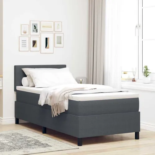 Box spring krevet Tamno siva i bijela 80 x 200 cm - Tamno siva 80 x 200 cm Nizak uzglavlju Cijena