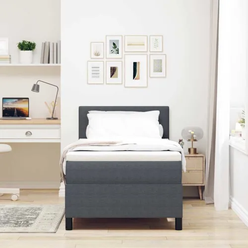 Box spring krevet Tamno siva i bijela 90 x 190 cm - Tamno siva 90 x 190 cm Nizak uzglavlju Cijena