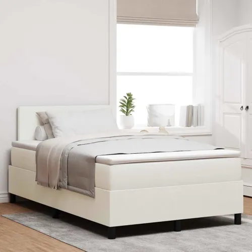 Box spring krevet s uzglavljem Krema i bijela 120 x 190 cm - Krema 120 x 190 cm Nizak uzglavlju Cijena