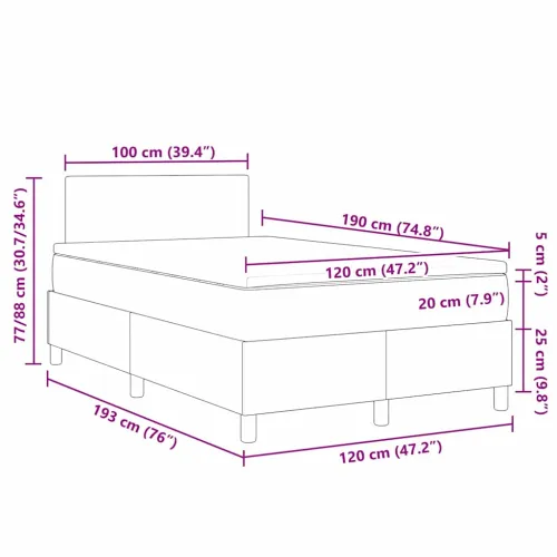 Box spring krevet s uzglavljem Krema i bijela 120 x 190 cm - Krema 120 x 190 cm Nizak uzglavlju Cijena