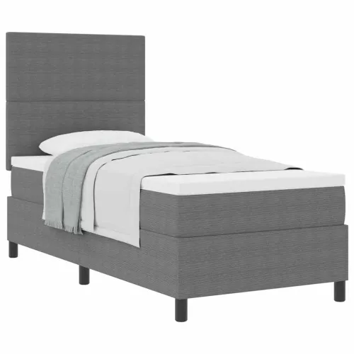 Box spring krevet Svijetlo siva i bijela. 80 x 200 cm - Svjetlosiva 80 x 200 cm Visoki uzglavlje Cijena