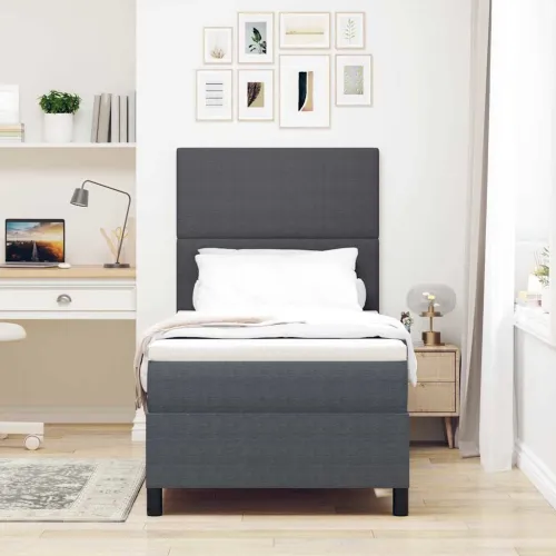 Box spring krevet Tamno siva i bijela 80 x 200 cm - Tamno siva 80 x 200 cm Visoki uzglavlje Cijena