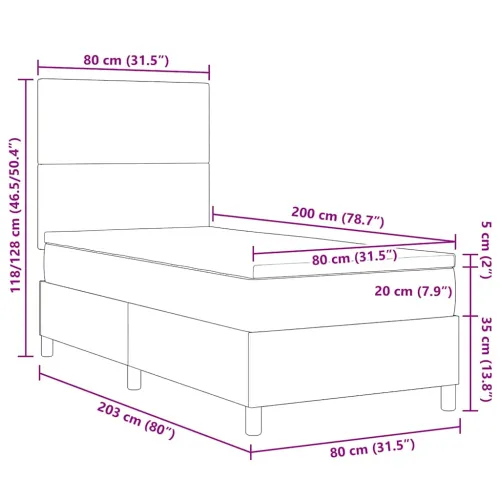 Box spring krevet s uzglavljem Krema i bijela 80 x 200 cm - Krema 80 x 200 cm Visoki uzglavlje Cijena