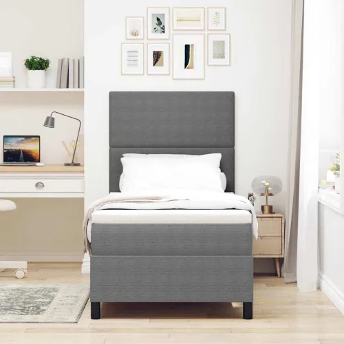 LED Box Spring Krevet Svijetlo siva i bijela. 80 x 200 cm - Svjetlosiva 80 x 200 cm Visoki uzglavlje Cijena