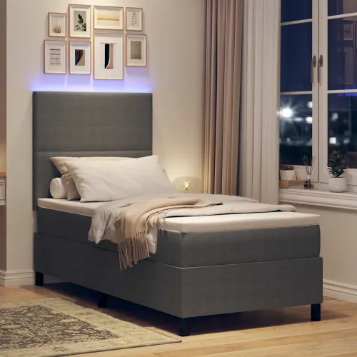 LED Box Spring Krevet Svijetlo siva i bijela. 80 x 200 cm - Svjetlosiva 80 x 200 cm Visoki uzglavlje Cijena