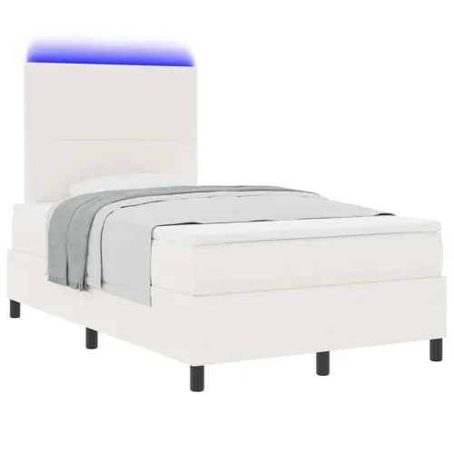 LED Box Spring Krevet s uzglavljem Krema i bijela 120 x 190 cm - Krema 120 x 190 cm Visoki uzglavlje Cijena