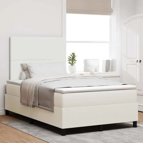 LED Box Spring Krevet s uzglavljem Krema i bijela 120 x 190 cm - Krema 120 x 190 cm Visoki uzglavlje Cijena