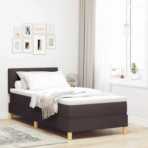 Box spring krevet Tamno smeđa 90 x 190 cm tkanina - Tamno smeđa 90 x 190 cm Prošiveno gumbima Cijena