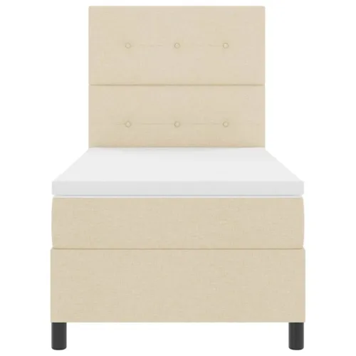 Box spring krevet s uzglavljem Krema 80 x 200 cm tkanina - Krema 80 x 200 cm Prošiveno gumbima Cijena