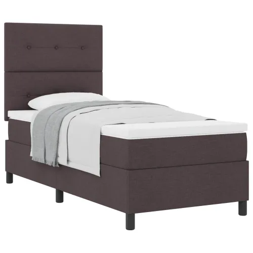Box spring krevet Tamno smeđa 90 x 190 cm tkanina - Tamno smeđa 90 x 190 cm Prošiveno gumbima Cijena