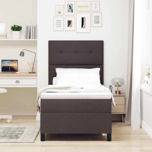Box spring krevet Tamno smeđa 90 x 190 cm tkanina - Tamno smeđa 90 x 190 cm Prošiveno gumbima Cijena
