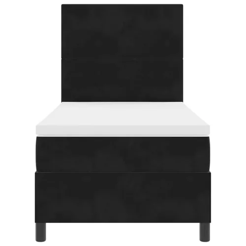 Box spring krevet s uzglavljem Crna 80 x 200 cm Baršun - Crna 80 x 200 cm Prošiveno gumbima Cijena