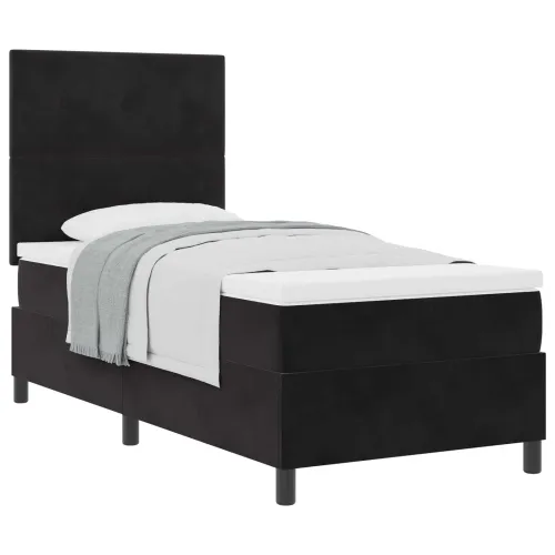 Box spring krevet s uzglavljem Crna 80 x 200 cm Baršun - Crna 80 x 200 cm Prošiveno gumbima Cijena