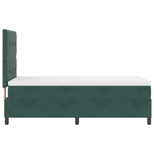 Box spring krevet Tamnozelena 80 x 200 cm Baršun - Tamnozelena 80 x 200 cm Prošiveno gumbima Cijena