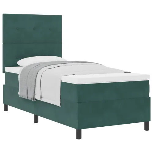 Box spring krevet Tamnozelena 80 x 200 cm Baršun - Tamnozelena 80 x 200 cm Prošiveno gumbima Cijena
