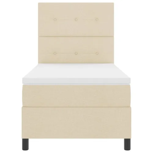 Box spring krevet s LED trakama Krema 80 x 200 cm tkanina - Krema 80 x 200 cm Prošiveno gumbima Cijena