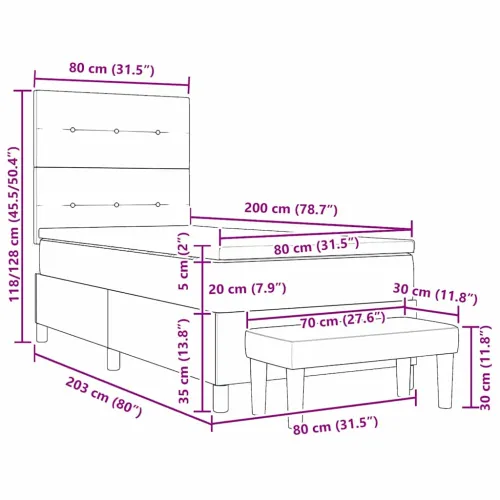 Box spring krevet Tamno smeđa 200 x 80 cm tkanina - Tamno smeđa 80 x 200 cm Prošiveno gumbima Cijena