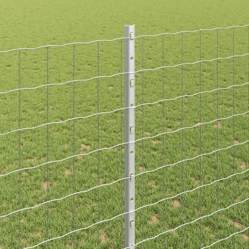Euro ograda s postom 10 x 1,4 m Pocinčani čelik Srebrna Mreža - Pocinčani čelik 10 x 1,4 m ograda (5 x 7,5 cm mreža) Cijena