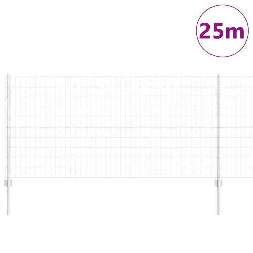 Euro ograda s postom 25 x 1 m Pocinčani čelik Srebrna Mreža - Pocinčani čelik 25 x 1 m ograda (mreža 5 x 10 cm) Cijena