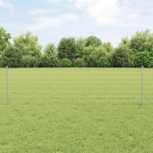 Euro ograda s postom 25 x 0,6 m Pocinčani čelik Srebrna Mreža - Pocinčani čelik Ograda 25 x 0,6 m (mreža 7,7 x 6,4 cm) Cijena