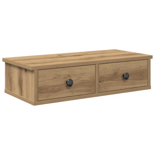Zidna polica s ladicama umjetnički hrast izrađeno drvo - hrast artisan 60 x 28 x 15 cm 1 1 Cijena