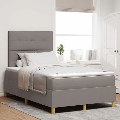 Box spring krevet Sivo-smeđa 120 x 190 cm tkanina - Sivo-smeđa 120 x 190 cm Prošiveno gumbima Cijena