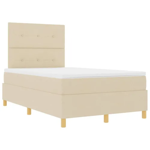 Box spring krevet s uzglavljem Krema 120 x 190 cm tkanina - Krema 120 x 190 cm Prošiveno gumbima Cijena