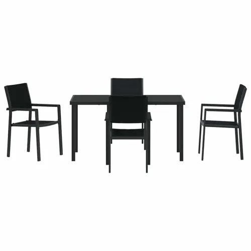 Vrtni set za objed 5 kom. Crna Čelik s prahom premazan - 4 sjedala 140 cm Cijena