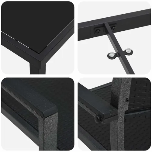 Vrtni set za objed 5 kom. Crna Čelik s prahom premazan - 4 sjedala 140 cm Cijena