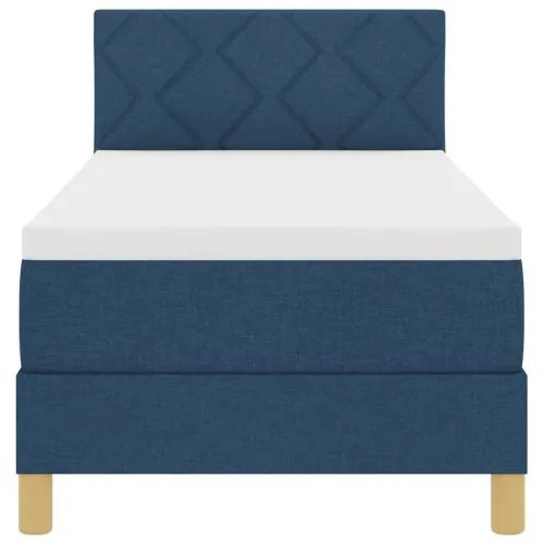 Box spring krevet s jastukom Plava 80 x 200 cm tkanina - Plava 80 x 200 cm Dizajn s rombovima Cijena